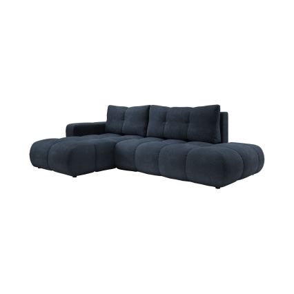 Razvlačna kutna tapecirana sjedeća garnitura s spremištem u obliku L ALMADA, lijeva, plava