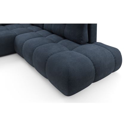 Razvlačna kutna tapecirana sjedeća garnitura s spremištem u obliku L ALMADA, lijeva, plava