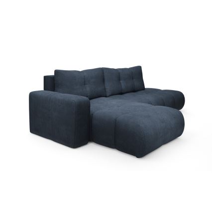 Razvlačna kutna tapecirana sjedeća garnitura s spremištem u obliku L ALMADA, lijeva, plava