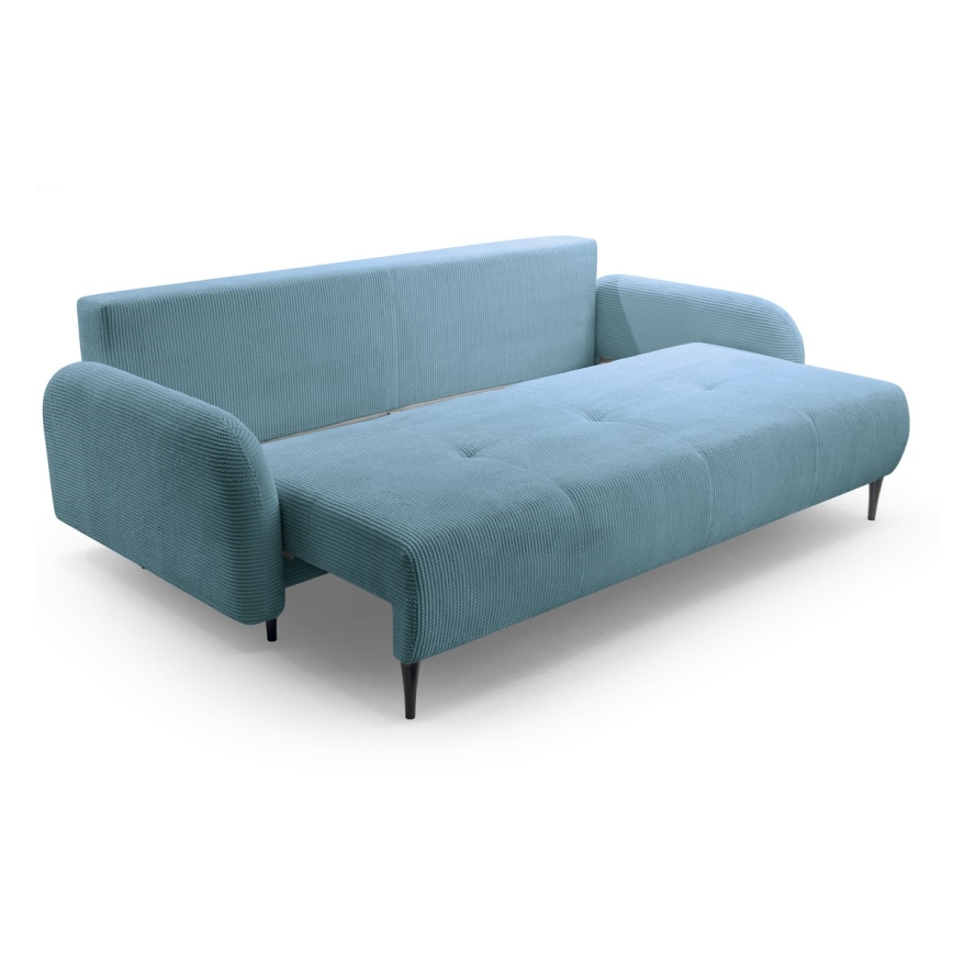 Razvlačiva tapecirana trosjedna sofa CLOUDY tirkizna
