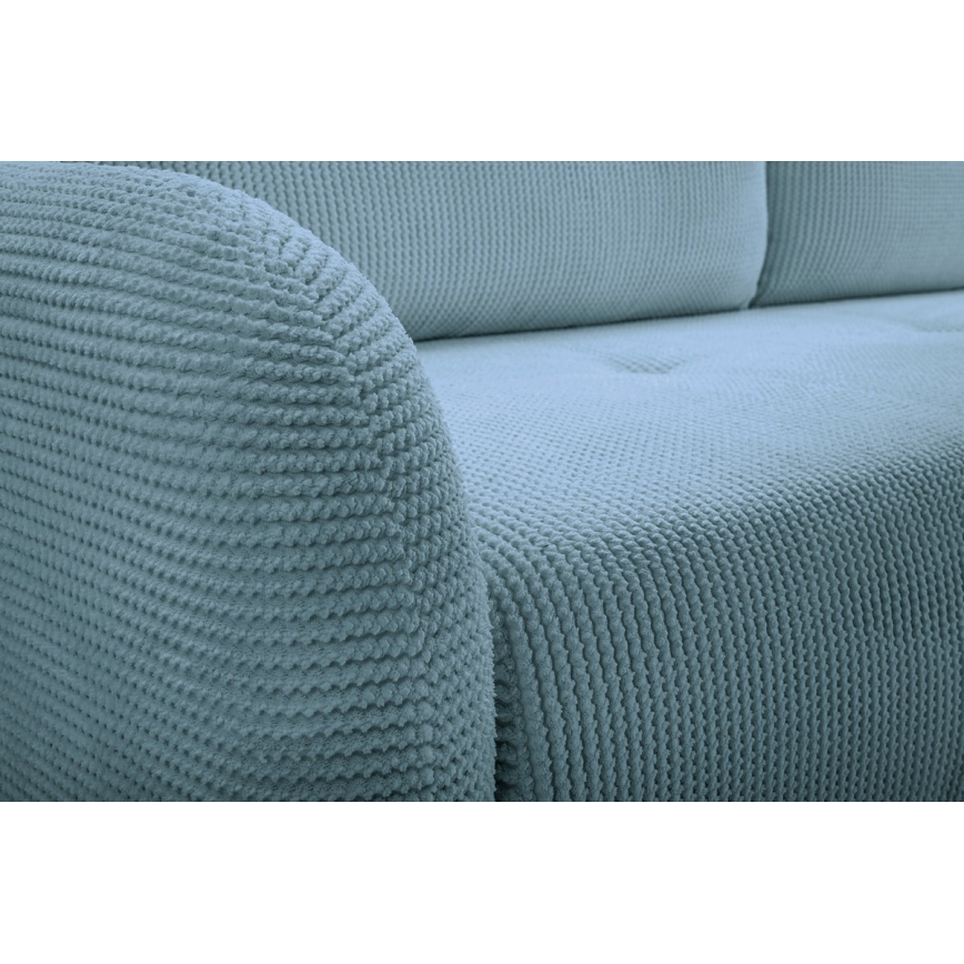 Razvlačiva tapecirana trosjedna sofa CLOUDY tirkizna