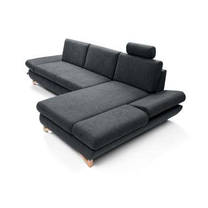 Razvlačna kutna tapecirana garnitura AVESTA, desna, L-oblik, antracit, s ugrađenim spremištem