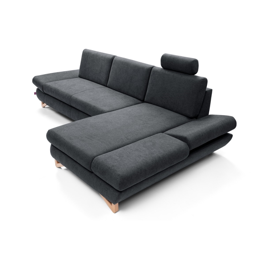 Razvlačna kutna tapecirana garnitura AVESTA, desna, L-oblik, antracit, s ugrađenim spremištem