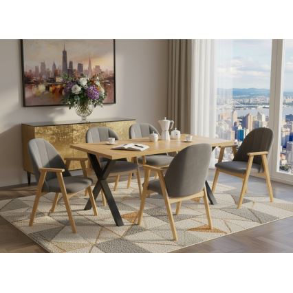 Razvlačni blagovaonski stol DOMO 150/190x80 cm hrast craft/crna