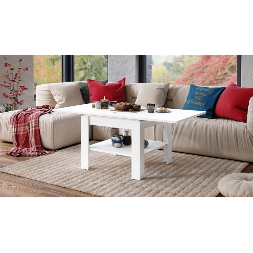 Razvlačni konferencijski/blagovaonski stol s policom za odlaganje LIA bijeli