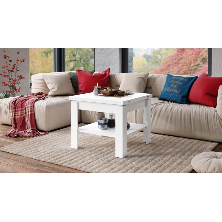 Razvlačni konferencijski/blagovaonski stol s policom za odlaganje LIA bijeli