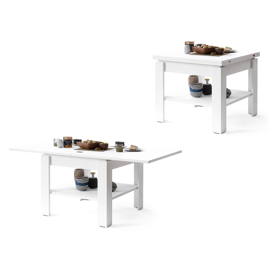 Razvlačni konferencijski/blagovaonski stol s policom za odlaganje LIA bijeli