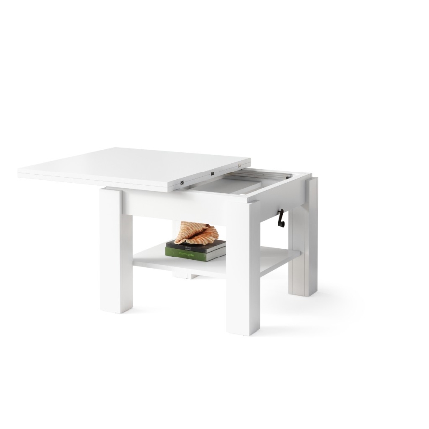 Razvlačni konferencijski stol s podiznom pločom CALEB 75/150x75 cm bijeli
