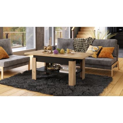 Razvlačni konferencijski stol s podiznom pločom ROY 130/170x65 cm hrast craft/crna