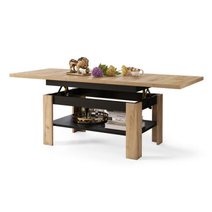 Razvlačni konferencijski stol s podiznom pločom ROY 130/170x65 cm hrast craft/crna