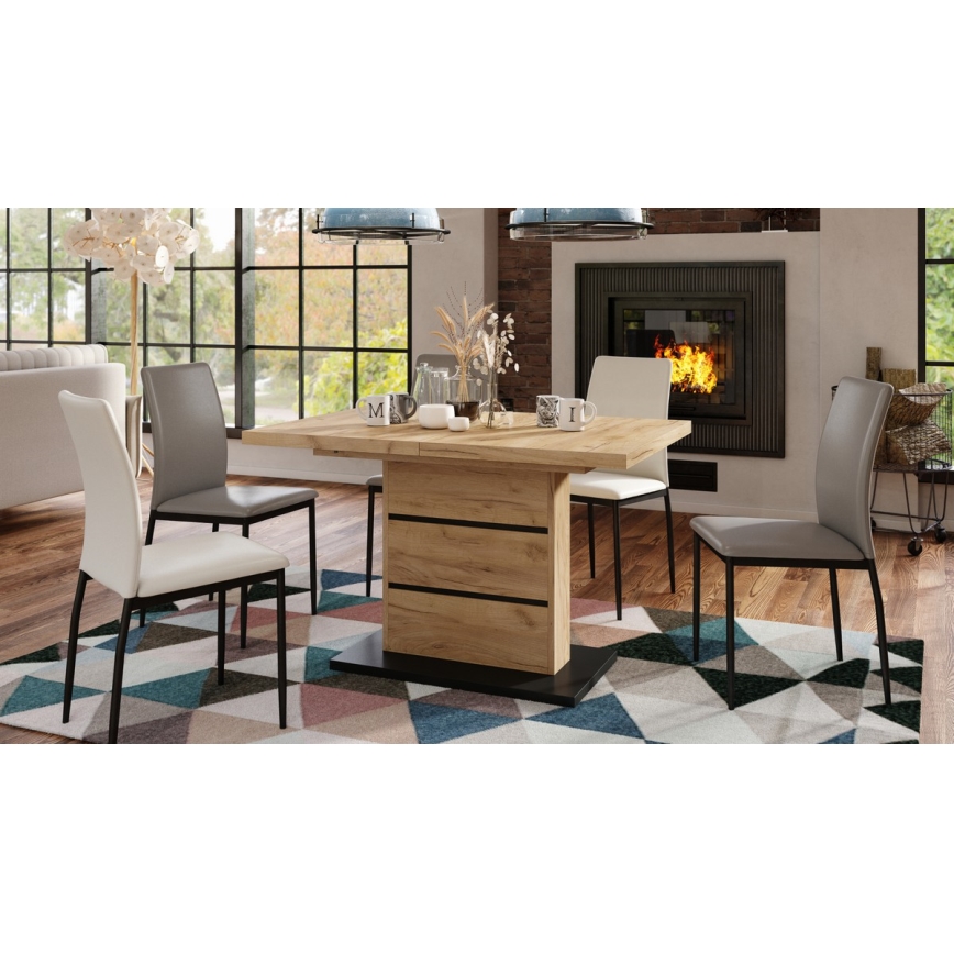 Razvlačni stol za blagovanje PAOLO hrast craft/crna