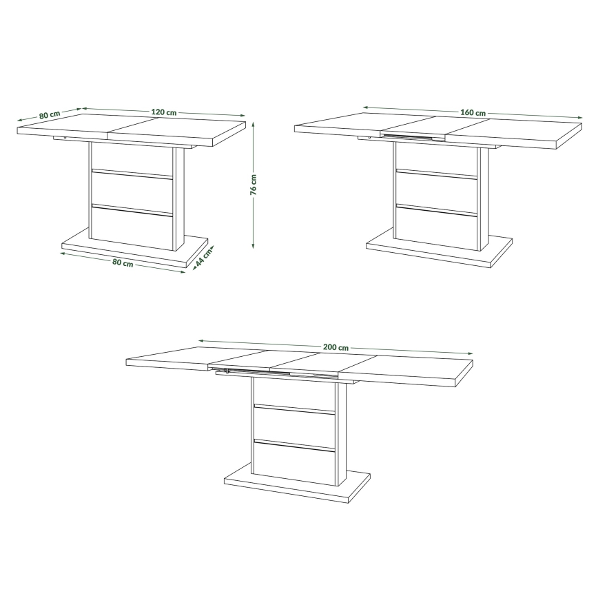 Razvlačni stol za blagovanje PAOLO hrast craft/crna