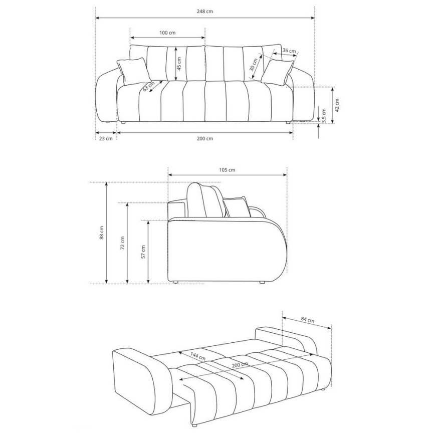 Razvlačni trosjed DESIO bež