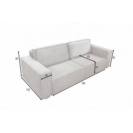 Razvlačni trosjed s prostorom za pohranu RONDA, bež