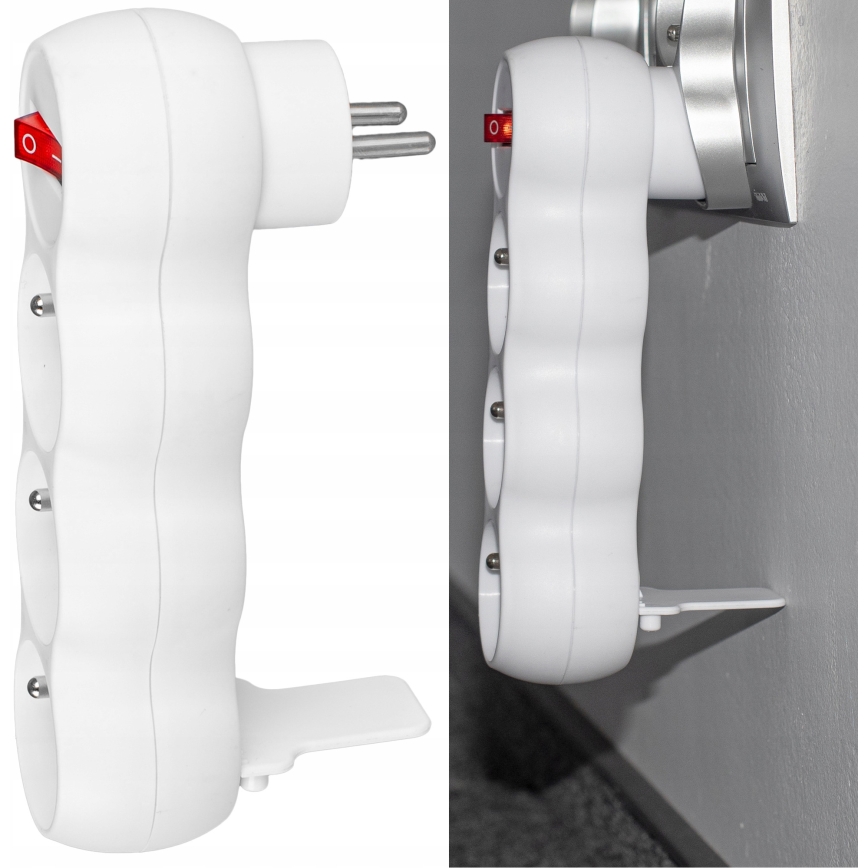 Razvodna utičnica s prekidačem, 3 utičnice