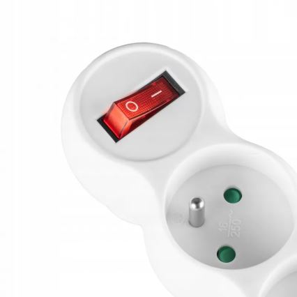 Razvodna utičnica s prekidačem, 3 utičnice