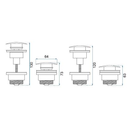 REA-A2361 - Odvod za umivaonik s klik-klak mehanizmom, promjer 6,4 cm, mat bijele boje