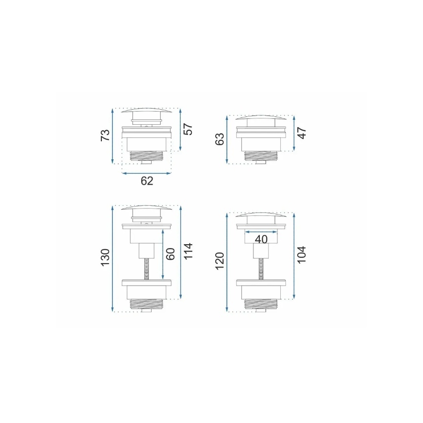 REA-A4100 - CLICK-CLACK odvod za umivaonik, promjer 6,4 cm, sjajna crna