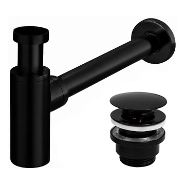 REA-A5215 - Sifon za umivaonik s CLICK-CLACK ispustom, Ø 6,4 cm, mat crne boje