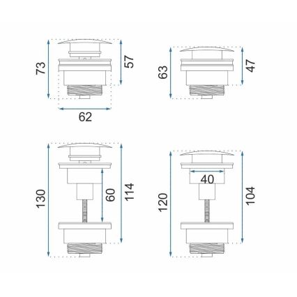 REA-A5632 - Ventil za umivaonik CLICK-CLACK, promjer 6,4 cm, brušeni bakar