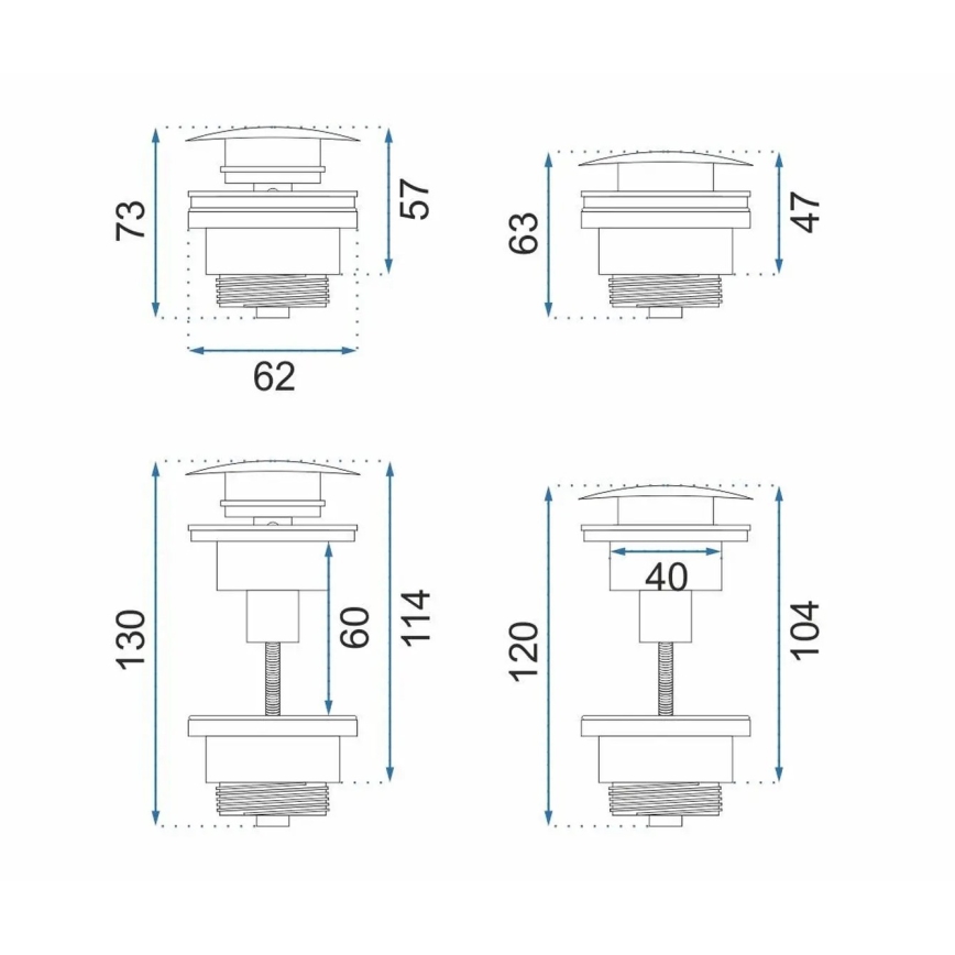 REA-A5632 - Ventil za umivaonik CLICK-CLACK, promjer 6,4 cm, brušeni bakar