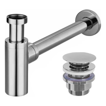 REA-A5693 - Sifon za umivaonik s CLICK-CLACK ispustom, promjer 6,4 cm, sjajni krom
