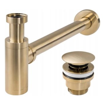 REA-A8586 - Sifon za umivaonik s CLICK-CLACK ispustom, promjera 6,4 cm, brušeno zlato