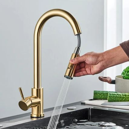 REA-B0669 - Kuhinjska slavina s izvlačivom prskalicom FRESH 39,5 cm zlatna