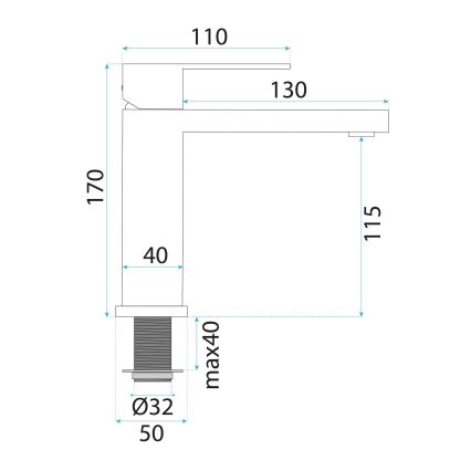 REA-B0976 - Miješalica za umivaonik ARLO 17 cm, brušeno zlato