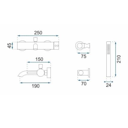 REA-B1115 - Set za kadu LUNGO, brušeni bakar