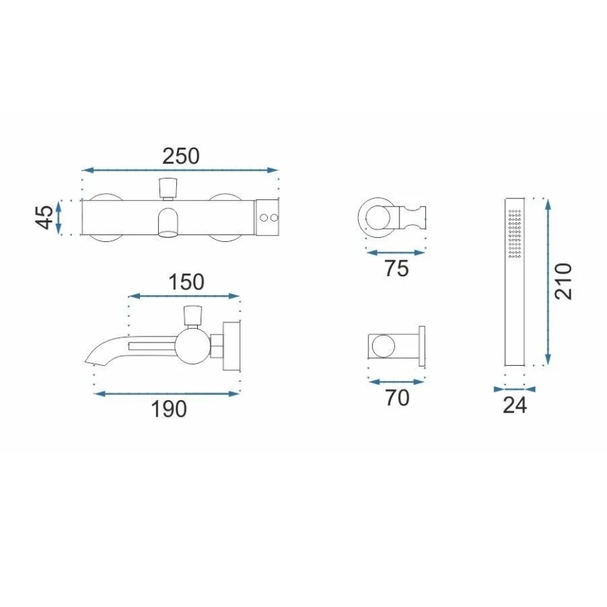 REA-B1115 - Set za kadu LUNGO, brušeni bakar