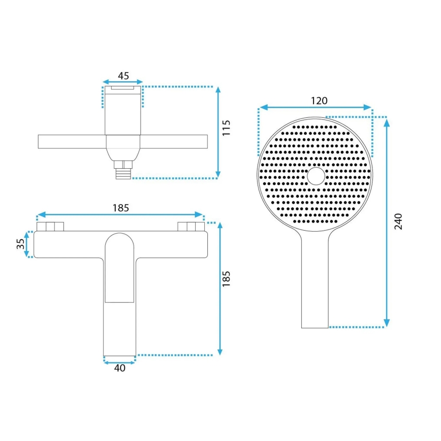 REA-B1128 - Set za kadu AVALON crni
