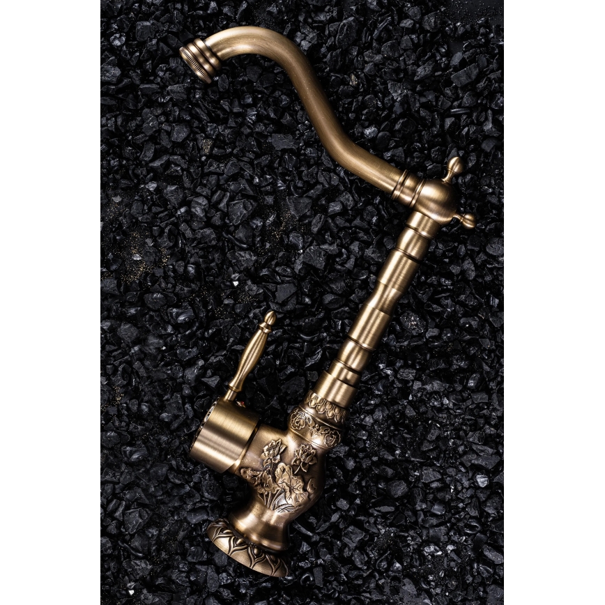 REA-B2500 - Miješalica za umivaonik VENICE RETRO 32 cm brušeno zlato
