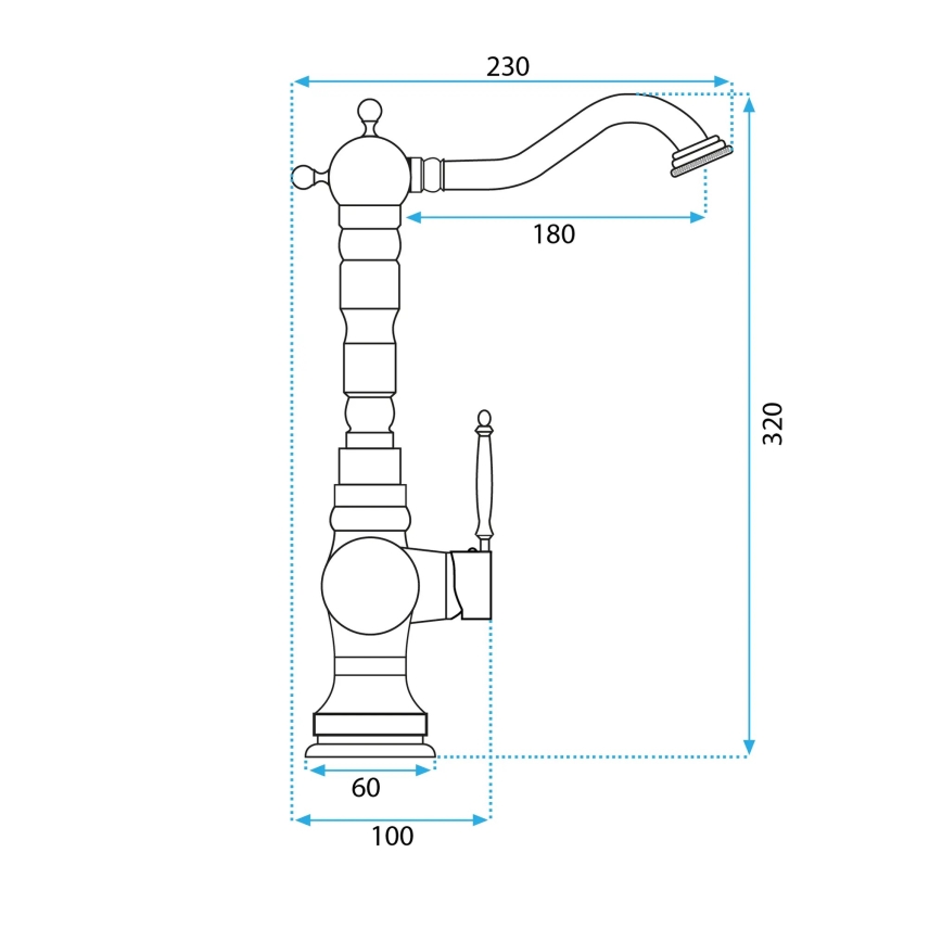 REA-B2500 - Slavina za umivaonik VENICE 32 cm, brušeno zlato
