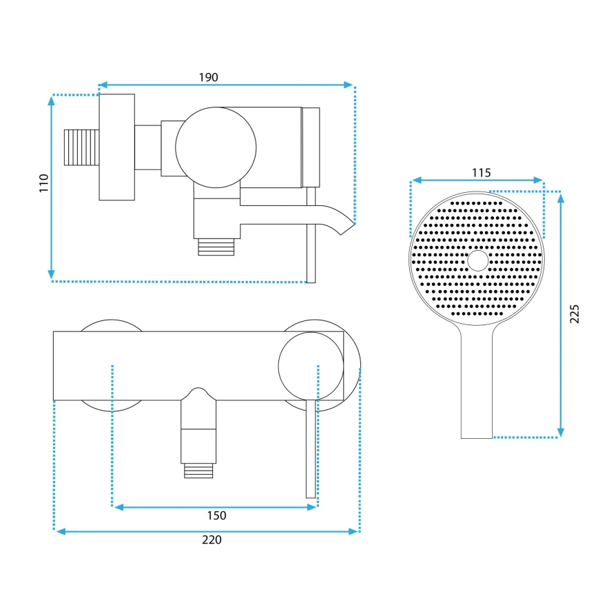 REA-B4240 - Set za kadu CLIF, mat crni