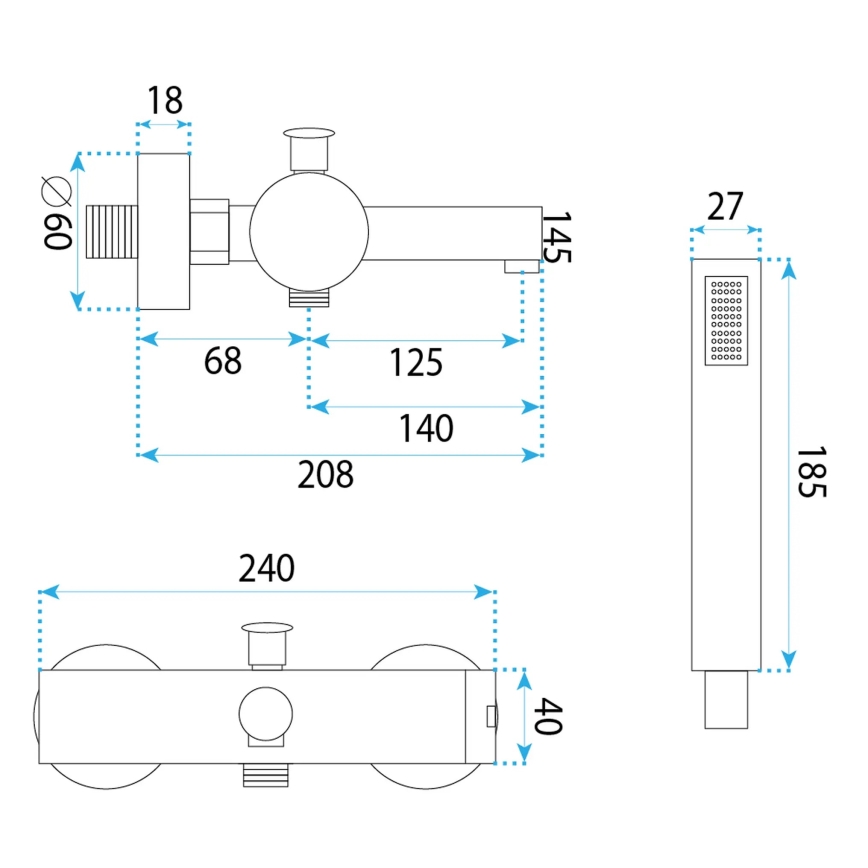REA-B4523 - PIXEL set za kadu, mat crne boje