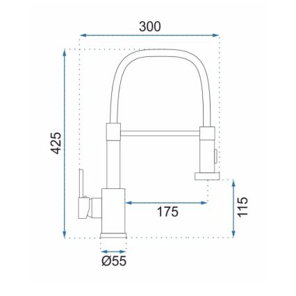 REA-B4821 - Kuhinjska miješalica s izvlačivom ručnom prskalicom COLIN 42,5 cm brušeno zlato