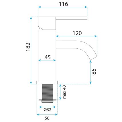 REA-B5504 - Slavina za umivaonik ONTARIO 17,5 cm crna