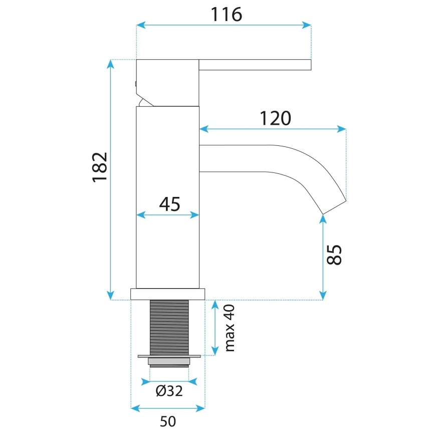 REA-B5504 - Slavina za umivaonik ONTARIO 17,5 cm crna