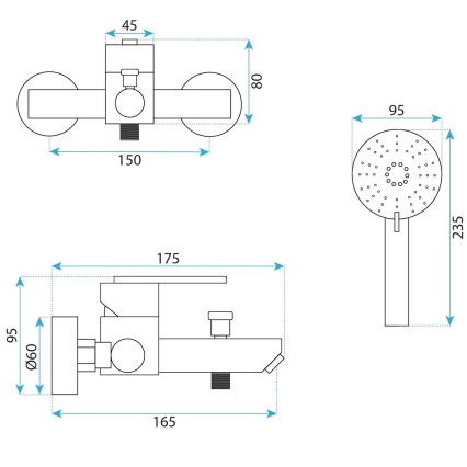 REA-B5514 - Set za kadu ONTARIO u brušenom čeliku