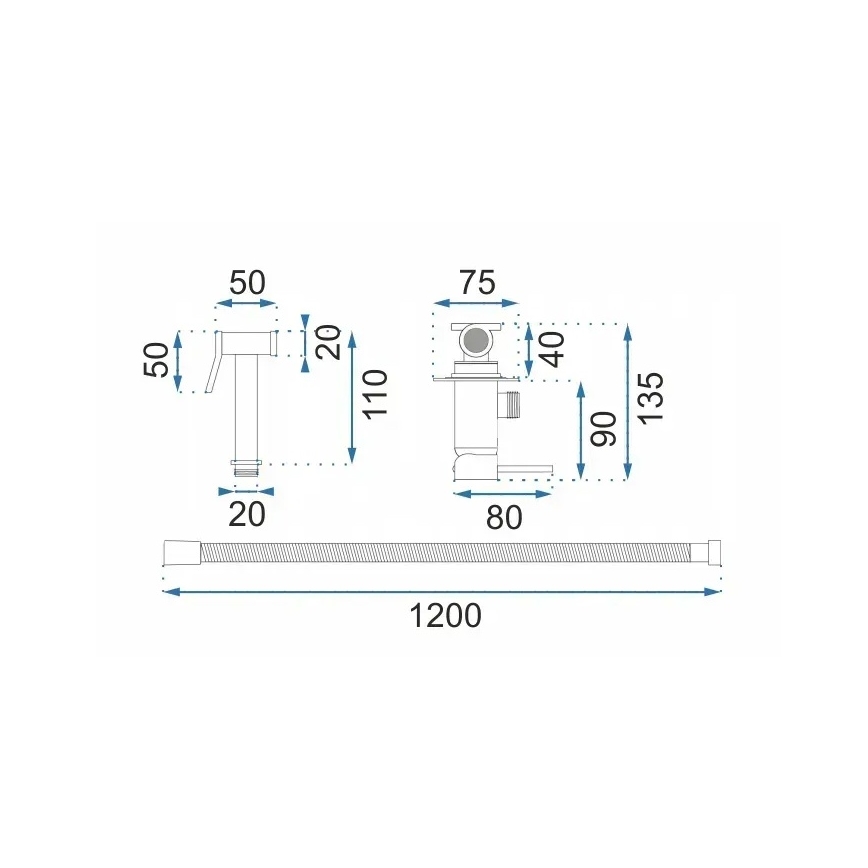 REA-B6311 - Miješalica za bide s tušem za podžbuknu ugradnju LUNGO brušeno zlato