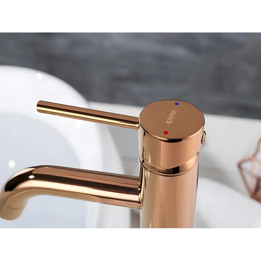 REA-B6321 - Slavina za umivaonik LUNGO 28 cm ružičasto zlato
