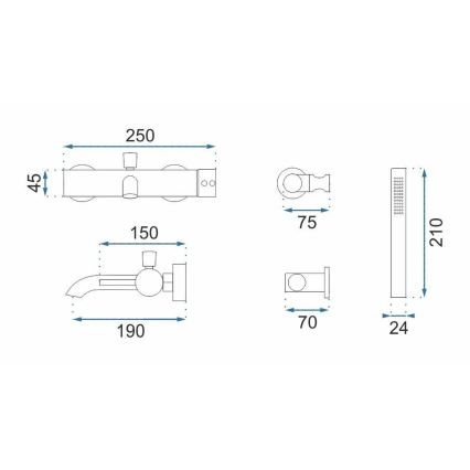 REA-B6384 - Set za kadu LUNGO titan