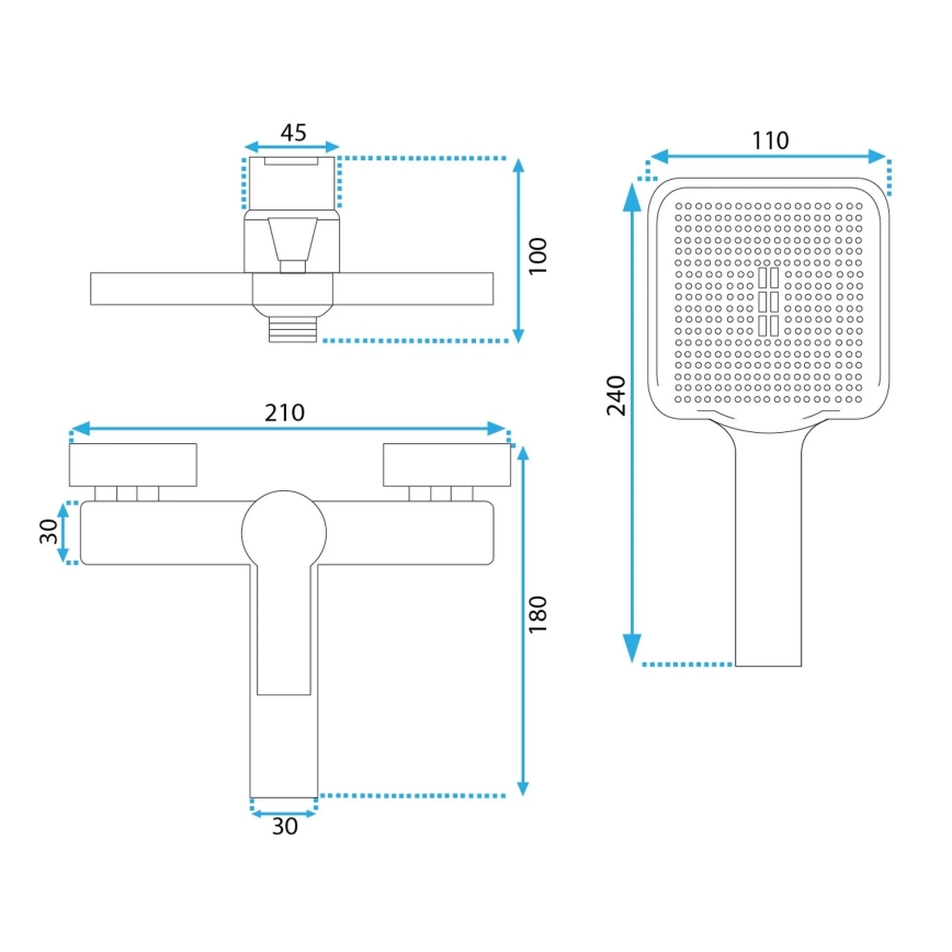 REA-B6407 - Set za kadu s miješalicom ARGUS, mat crne boje