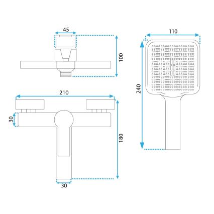 REA-B6414 - Set za kadu s baterijom ARGUS brušeno zlato