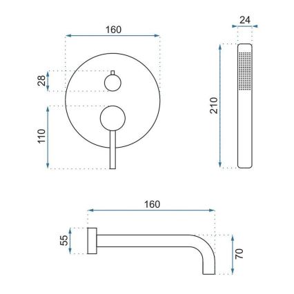 REA-B6440 - Set za kadu s podžbuknom baterijom LUNGO mat bijela