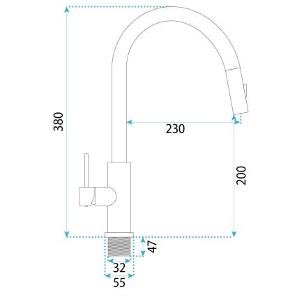 REA-B6571 - Kuhinjska miješalica s izvlačivom prskalicom ONTARIO 38 cm crna