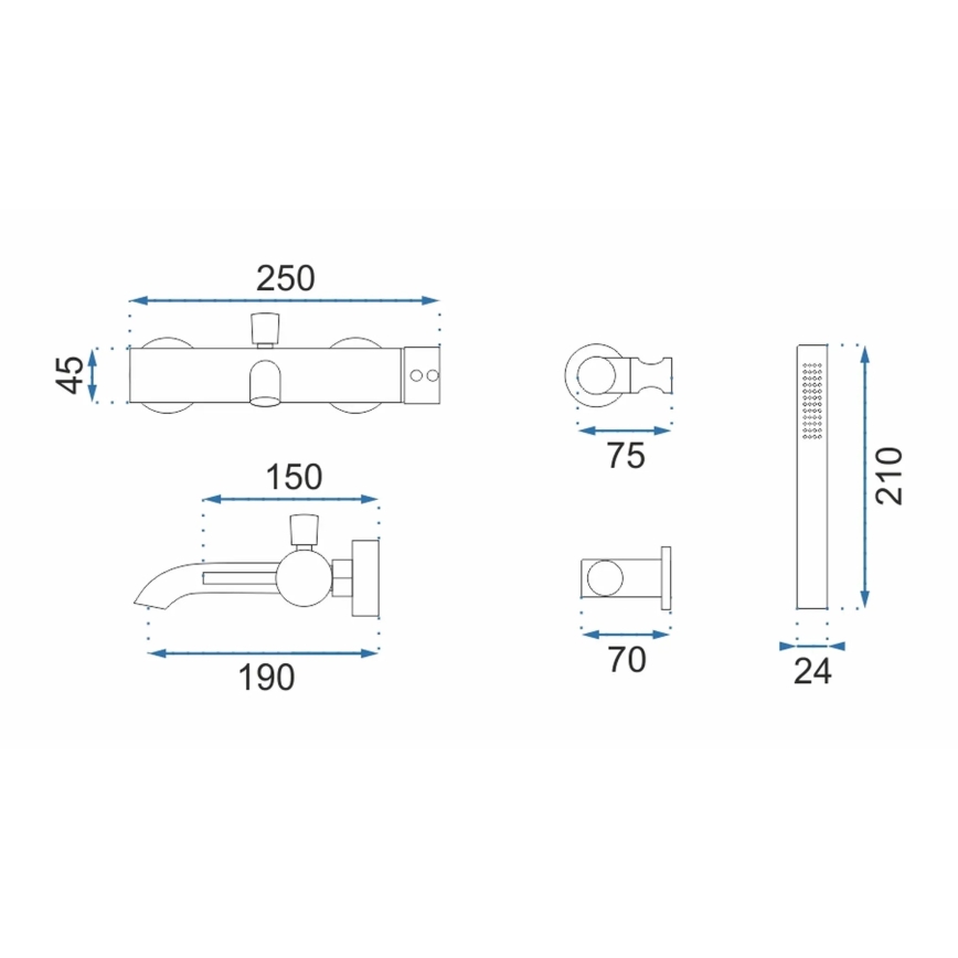 REA-B6634 - Set za kadu LUNGO mat crne boje