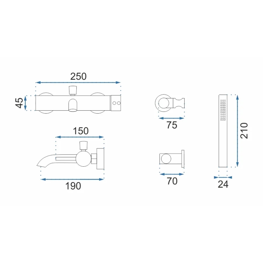 REA-B6635 - Set za kadu LUNGO, zlatni