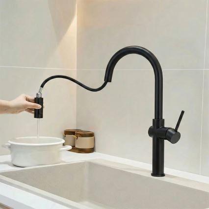 REA-B7200 - Kuhinjska miješalica s izvlačivom prskalicom FRESH 45 cm crna